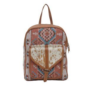 Hair-On Leather & Canvas Backpack-Myra Bag Tori Backpack Travel Bag